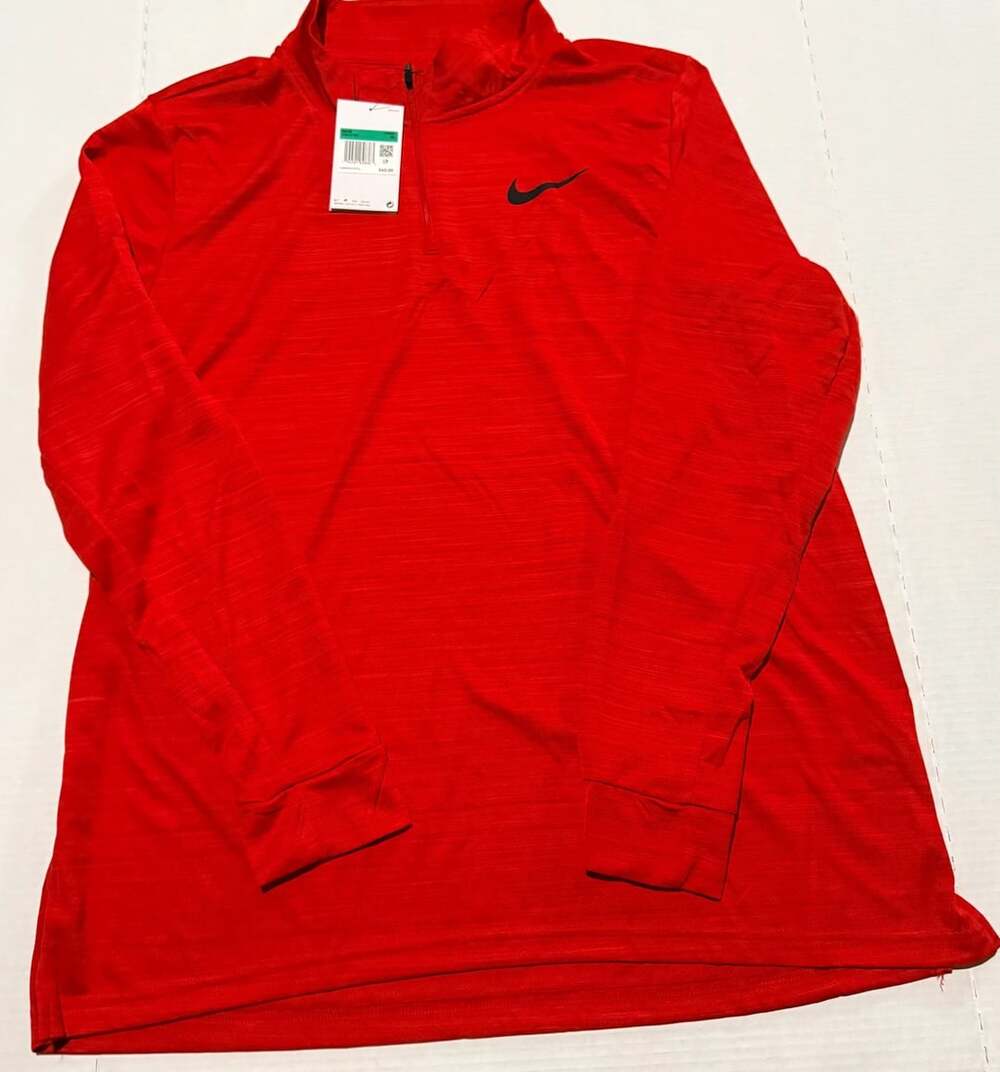 Nike Dri-FIT 1/2 Zip Training Pullover Size XL Red Long Sleeve